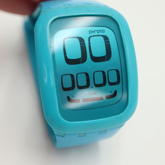 Swatch Touch Blue Digital 39mm Watch Alarm Chrono Timer Silicone w New Battery - Picture 13 of 16